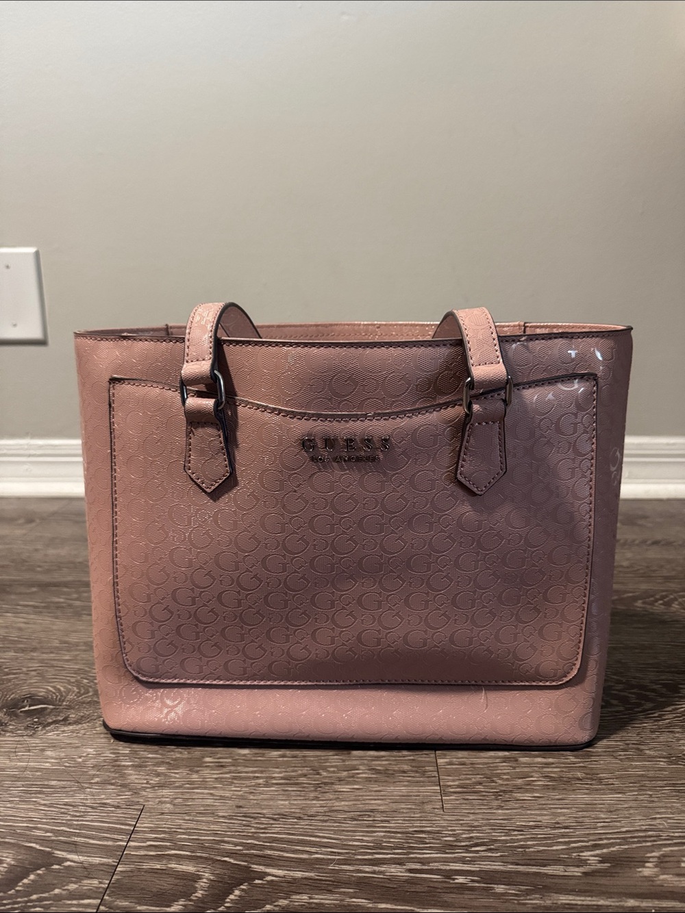 Guess Dusty Rose Logo Tote with Top Handles